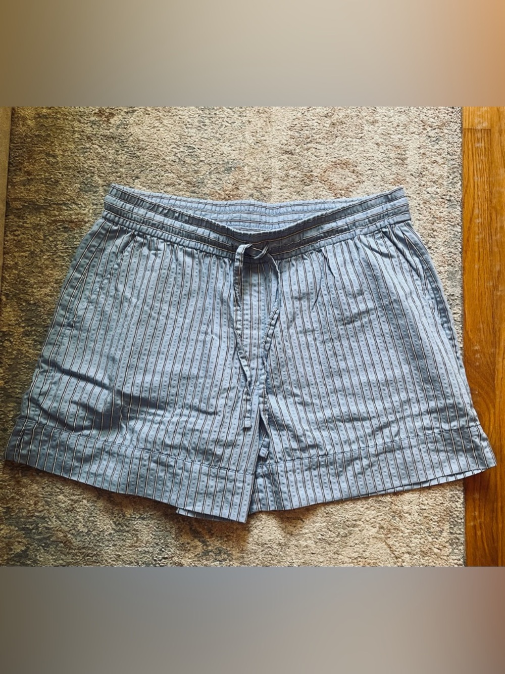 Light Blue Striped Women’s Drawstring Shorts Banana Republic